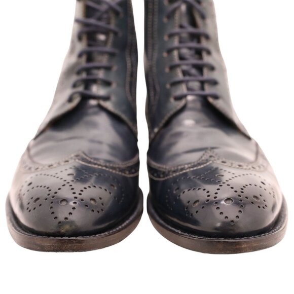 Navyboot Italy Navy Blue Leather Wingtip Chukka Boots Men 7 Dress Shoes Ankle 40 - Picture 6 of 12